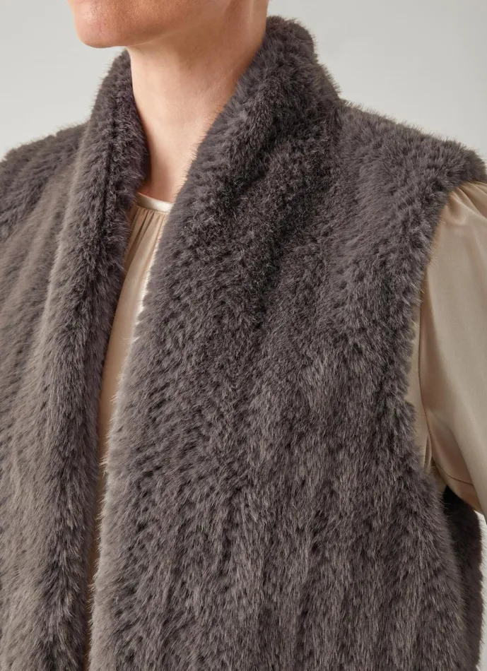 LKBennett Coats and Jackets Women Gil Grey Faux Fur Waistcoat LKBennett Coats and Jackets Women Gil Grey Faux Fur Waistcoat