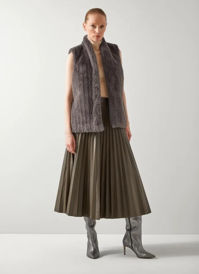 LKBennett Coats and Jackets Women Gil Grey Faux Fur Waistcoat LKBennett Coats and Jackets Women Gil Grey Faux Fur Waistcoat