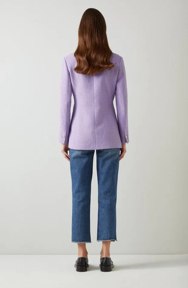 LKBennett Coats and Jackets Women Mariner Lilac Italian Tweed DoubleBreasted Jacket LKBennett Coats and Jackets Women Mariner Lilac Italian Tweed DoubleBreasted Jacket