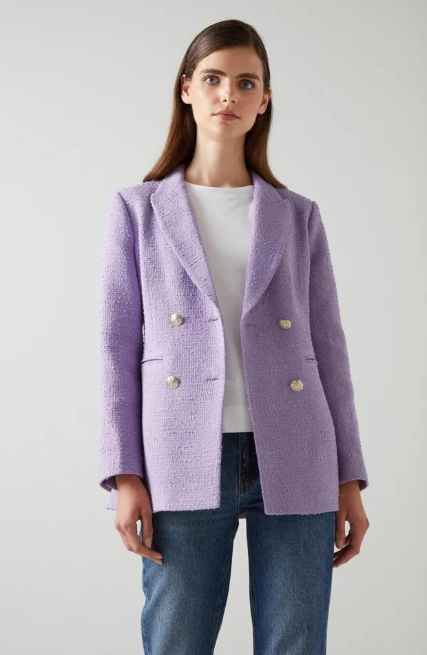 LKBennett Coats and Jackets Women Mariner Lilac Italian Tweed DoubleBreasted Jacket LKBennett Coats and Jackets Women Mariner Lilac Italian Tweed DoubleBreasted Jacket