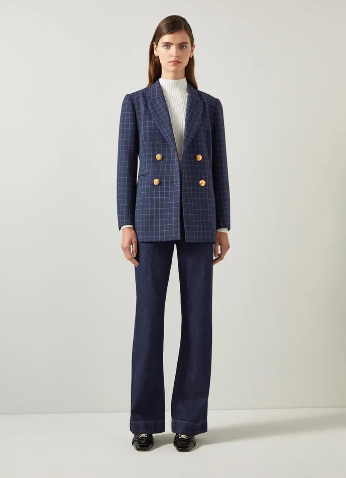 LKBennett Coats and Jackets Women Mariner Midnight and Ivory Tailored Jacket