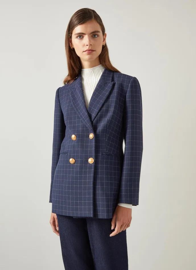 LKBennett Coats and Jackets Women Mariner Midnight and Ivory Tailored Jacket