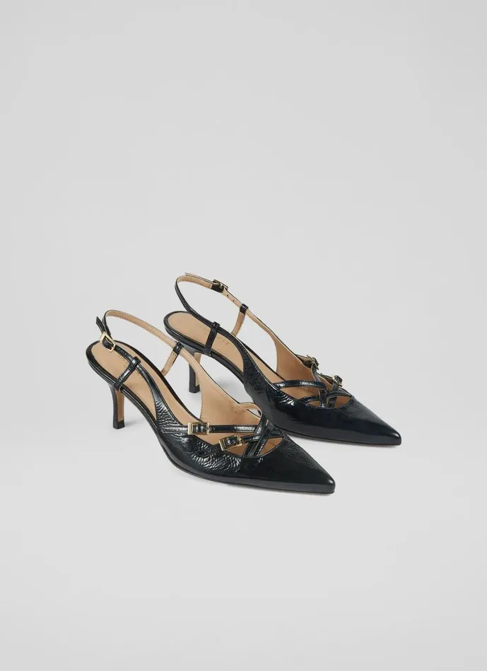 LKBennett Court Shoes Women Caprice Midnight Leather Multi Strap Open Court Shoes LKBennett Court Shoes Women Caprice Midnight Leather Multi Strap Open Court Shoes