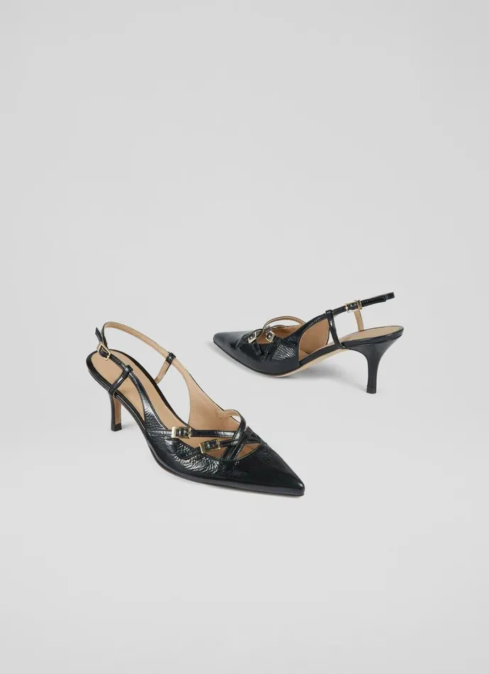 LKBennett Court Shoes Women Caprice Midnight Leather Multi Strap Open Court Shoes LKBennett Court Shoes Women Caprice Midnight Leather Multi Strap Open Court Shoes