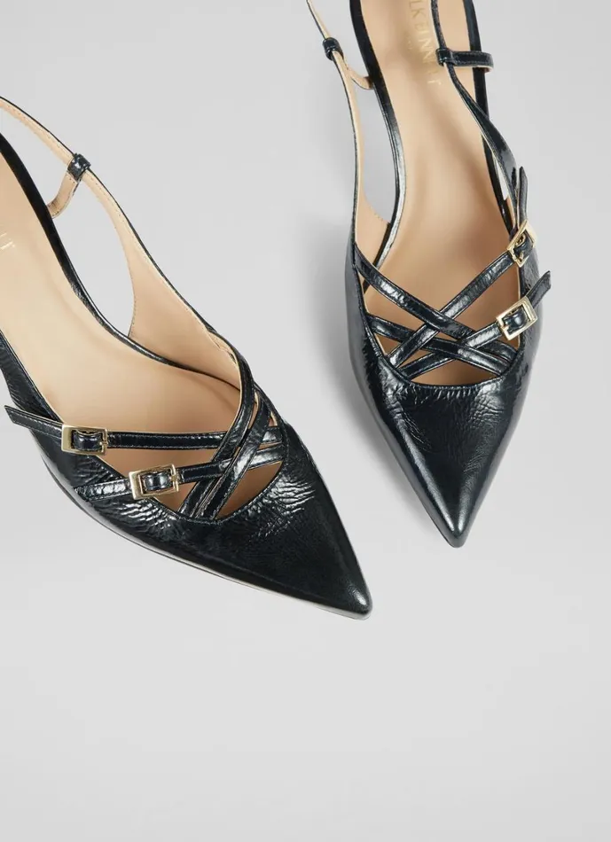 LKBennett Court Shoes Women Caprice Midnight Leather Multi Strap Open Court Shoes LKBennett Court Shoes Women Caprice Midnight Leather Multi Strap Open Court Shoes