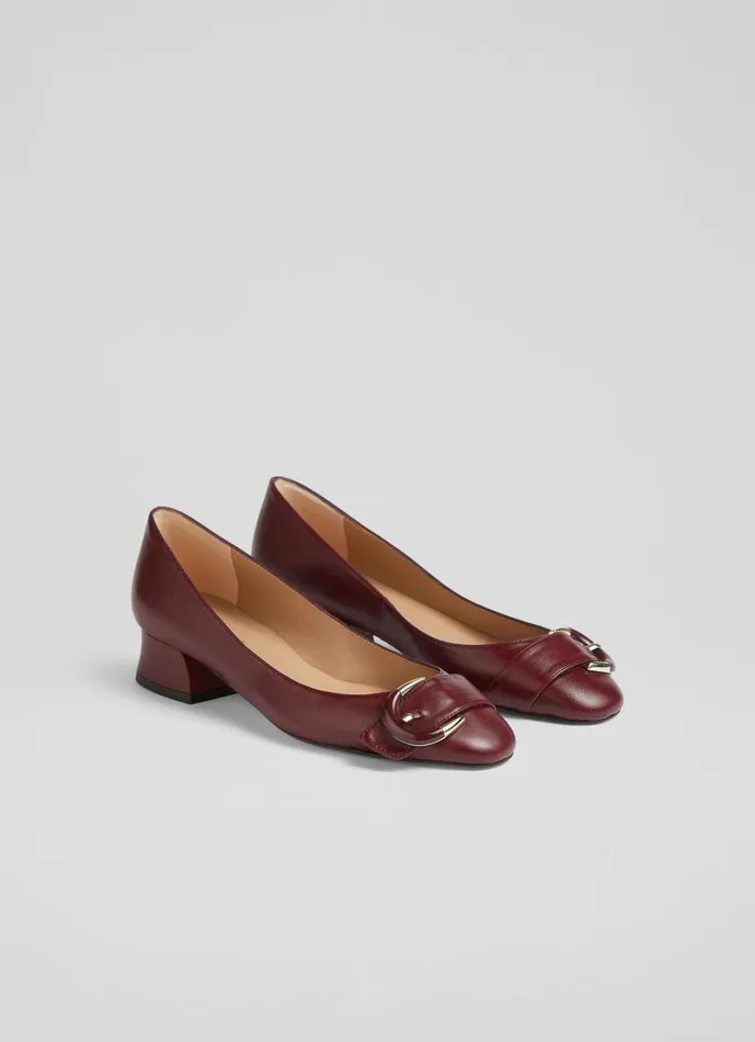 LKBennett Court Shoes Women Cici Bordeaux Casual Resin Buckle Court