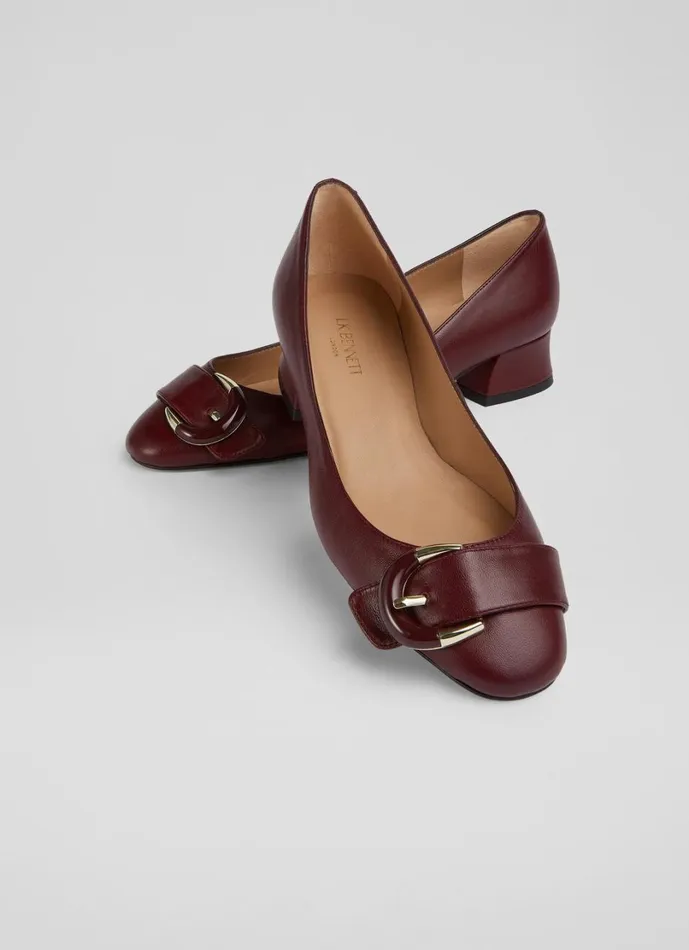 LKBennett Court Shoes Women Cici Bordeaux Casual Resin Buckle Court