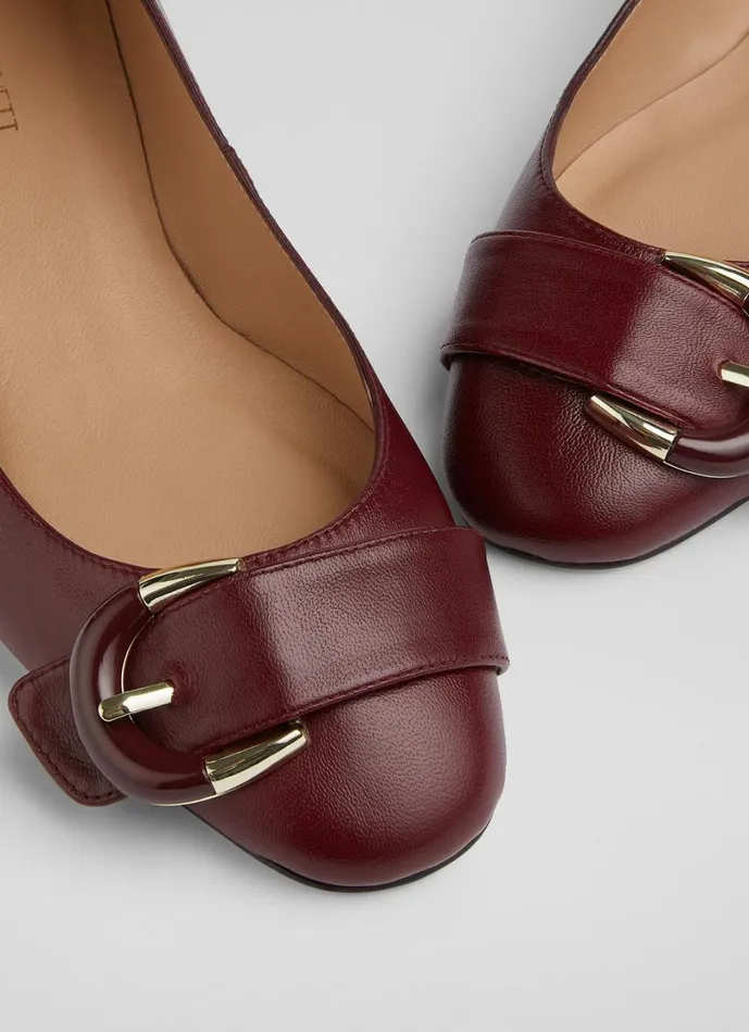 LKBennett Court Shoes Women Cici Bordeaux Casual Resin Buckle Court