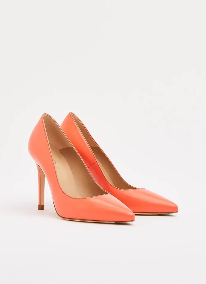 LKBennett Court Shoes Women Fern Coral Nappa Leather Pointed Toe Courts LKBennett Court Shoes Women Fern Coral Nappa Leather Pointed Toe Courts