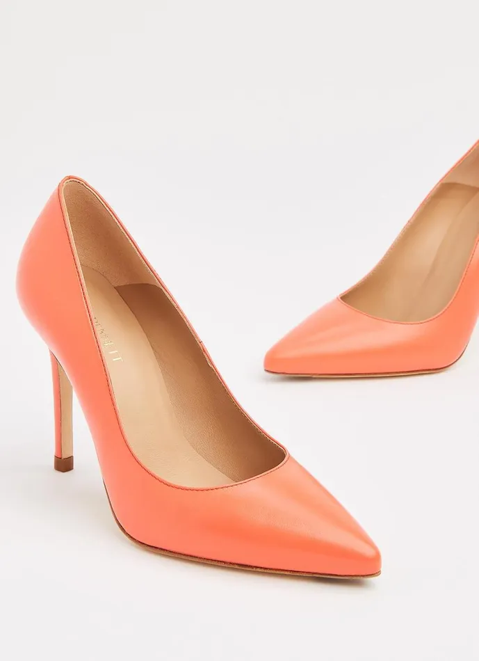 LKBennett Court Shoes Women Fern Coral Nappa Leather Pointed Toe Courts LKBennett Court Shoes Women Fern Coral Nappa Leather Pointed Toe Courts