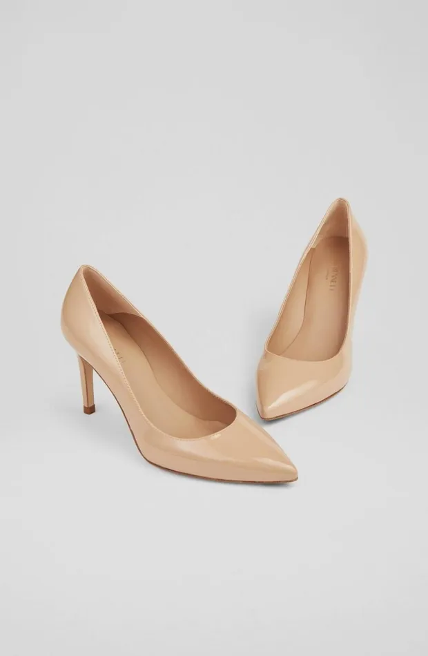 LKBennett Court Shoes Women Floret Beige Patent Leather Pointed Toe Courts LKBennett Court Shoes Women Floret Beige Patent Leather Pointed Toe Courts