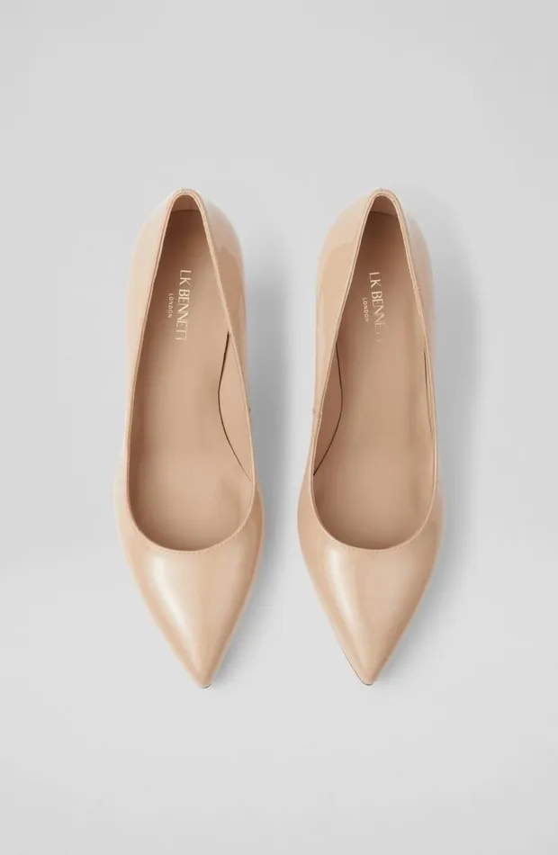 LKBennett Court Shoes Women Floret Beige Patent Leather Pointed Toe Courts LKBennett Court Shoes Women Floret Beige Patent Leather Pointed Toe Courts