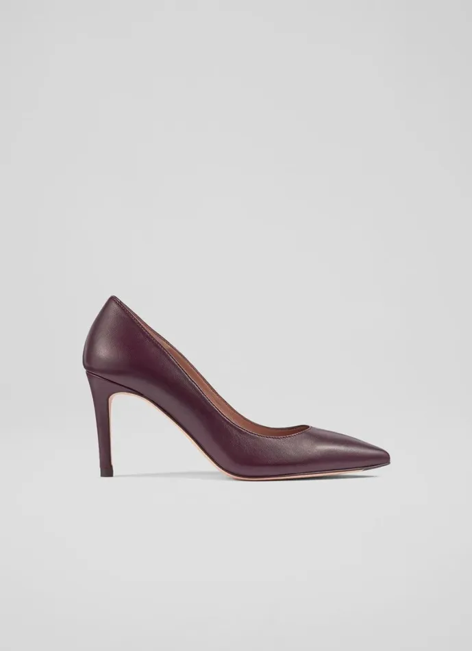 LKBennett Court Shoes Women Floret Wine Leather Pointed Toe Courts