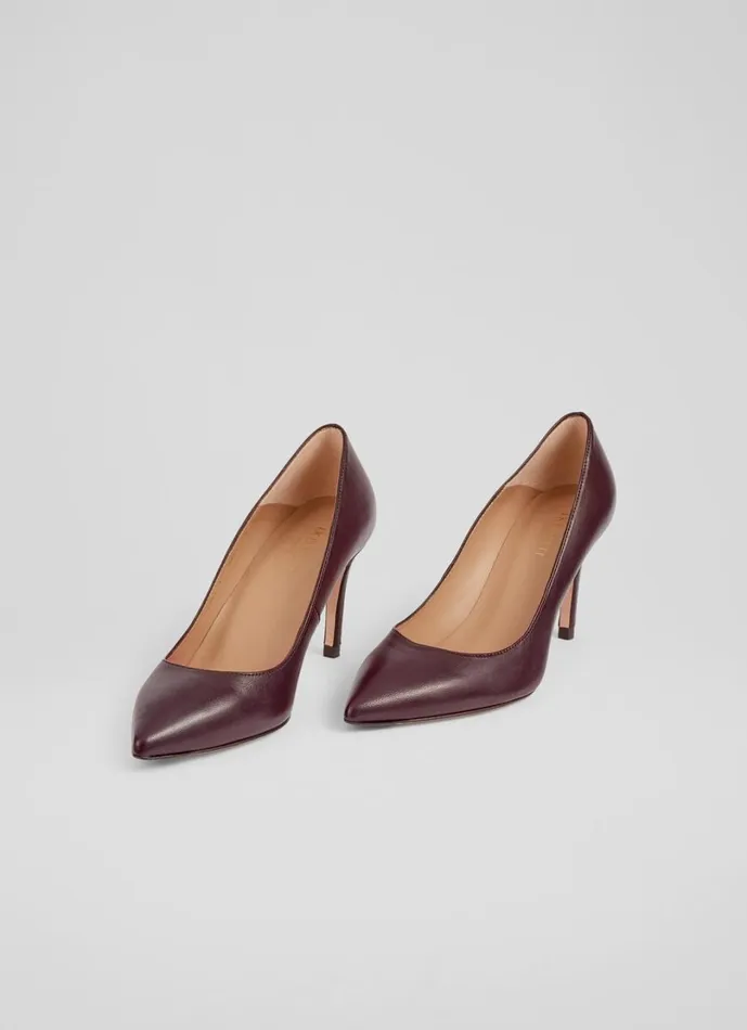 LKBennett Court Shoes Women Floret Wine Leather Pointed Toe Courts LKBennett Court Shoes Women Floret Wine Leather Pointed Toe Courts