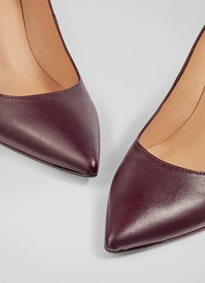 LKBennett Court Shoes Women Floret Wine Leather Pointed Toe Courts LKBennett Court Shoes Women Floret Wine Leather Pointed Toe Courts