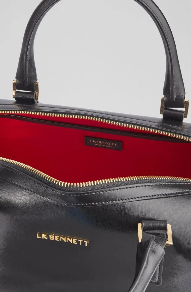LKBennett CrossBody Bags Women Fleur Black Leather Bowling Bag LKBennett CrossBody Bags Women Fleur Black Leather Bowling Bag
