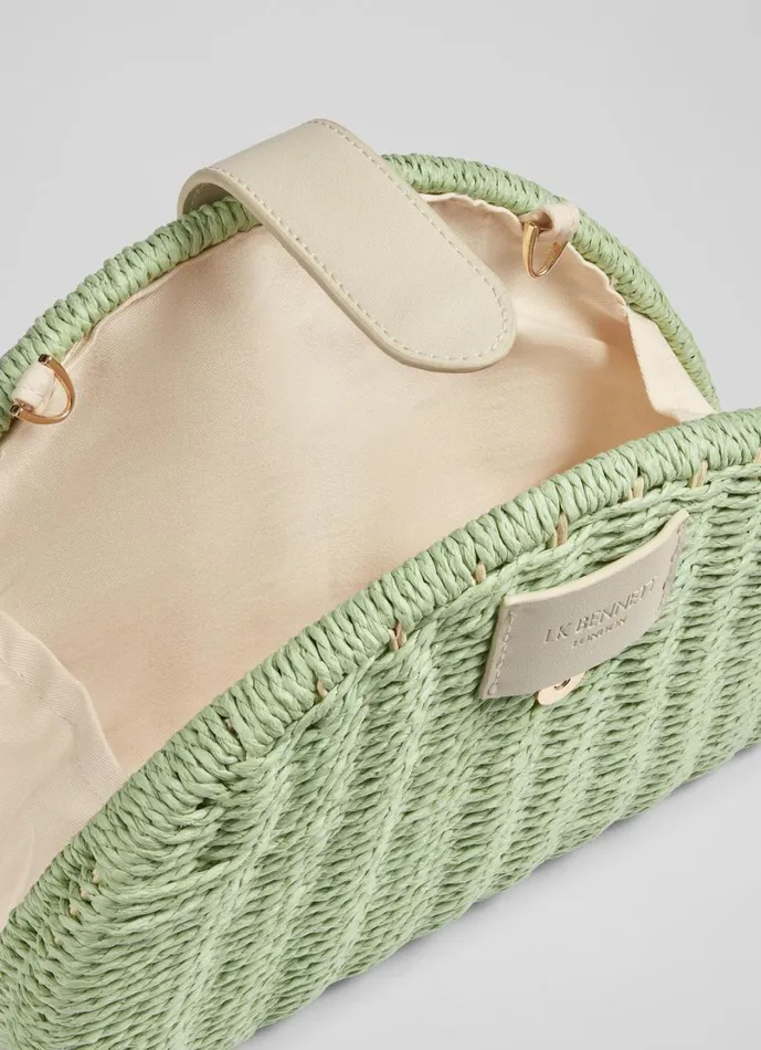 LKBennett CrossBody Bags Women Lorena Green Wicker Shoulder Bag LKBennett CrossBody Bags Women Lorena Green Wicker Shoulder Bag