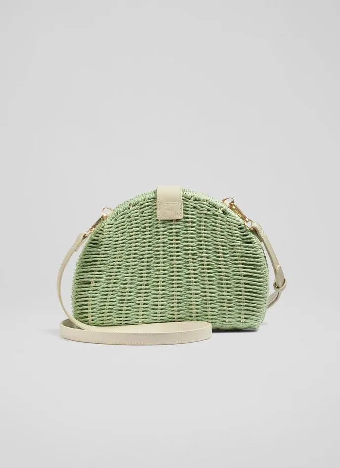LKBennett CrossBody Bags Women Lorena Green Wicker Shoulder Bag LKBennett CrossBody Bags Women Lorena Green Wicker Shoulder Bag