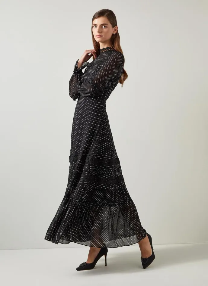 LKBennett Dresses Women Celestia Lace Applique Tiered Dress