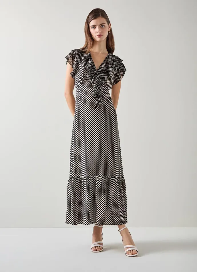 LKBennett Dresses Women Daphne Polka Dot Pleated Dress LKBennett Dresses Women Daphne Polka Dot Pleated Dress