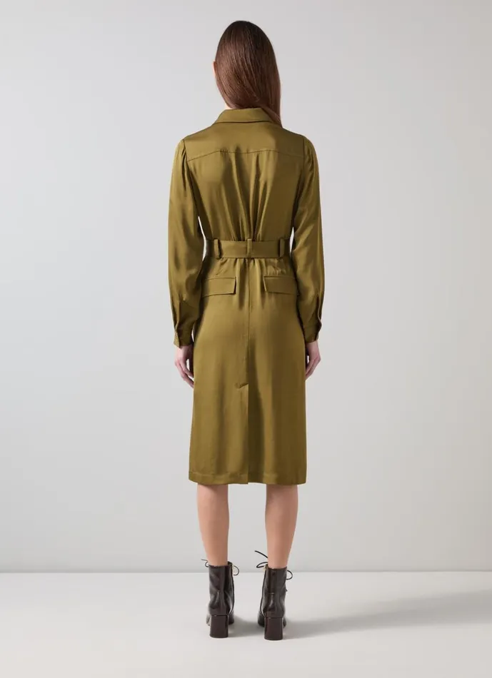 LKBennett Dresses Women Newton Olive Utility Crepe Dress