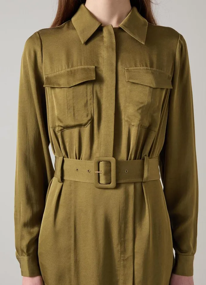 LKBennett Dresses Women Newton Olive Utility Crepe Dress