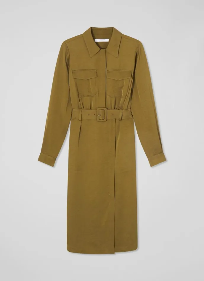 LKBennett Dresses Women Newton Olive Utility Crepe Dress