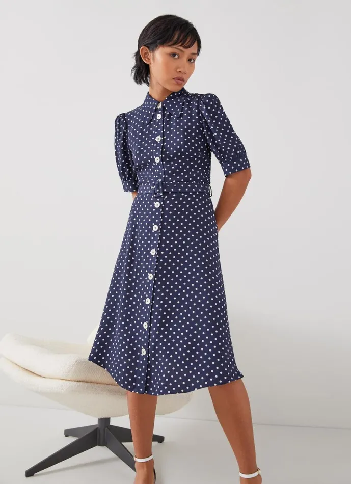 LKBennett Dresses Women Valerie Petite Navy And Cream Shirt Dress