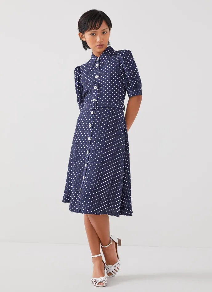 LKBennett Dresses Women Valerie Petite Navy And Cream Shirt Dress LKBennett Dresses Women Valerie Petite Navy And Cream Shirt Dress