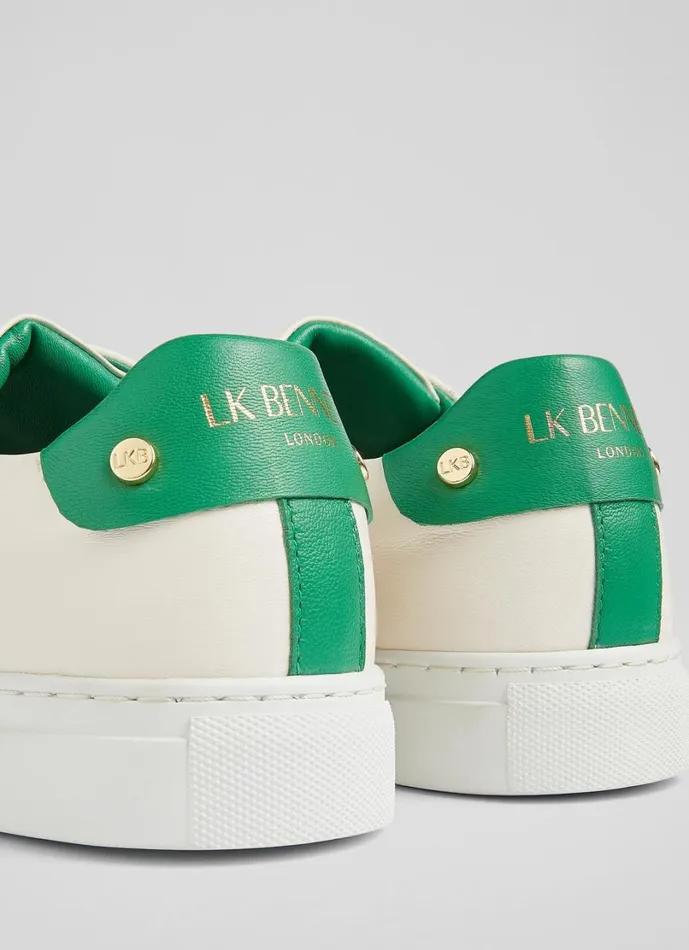 LKBennett Flats Women Signature Cream And Green Leather Trainers LKBennett Flats Women Signature Cream And Green Leather Trainers