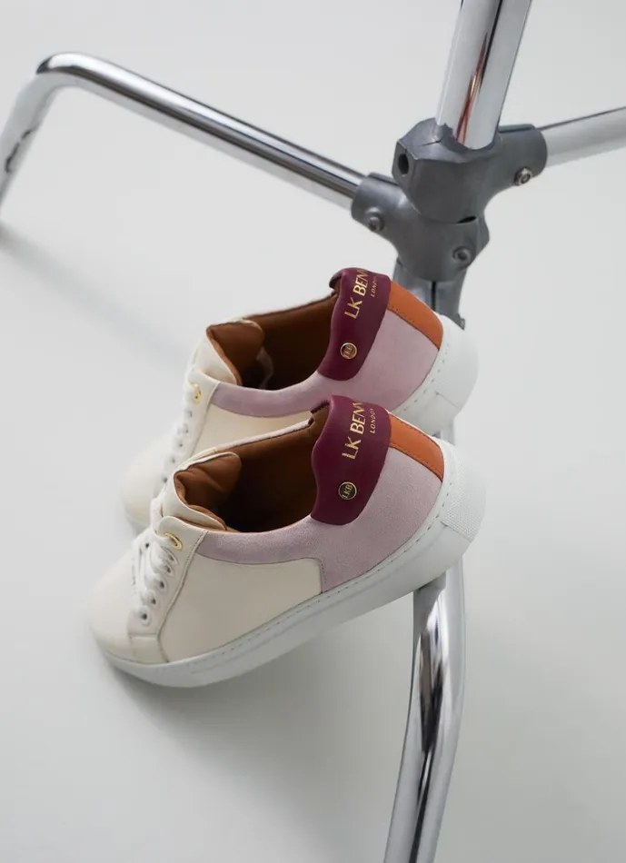 LKBennett Flats Women Signature Cream Pink And Orange Leather Trainers LKBennett Flats Women Signature Cream Pink And Orange Leather Trainers
