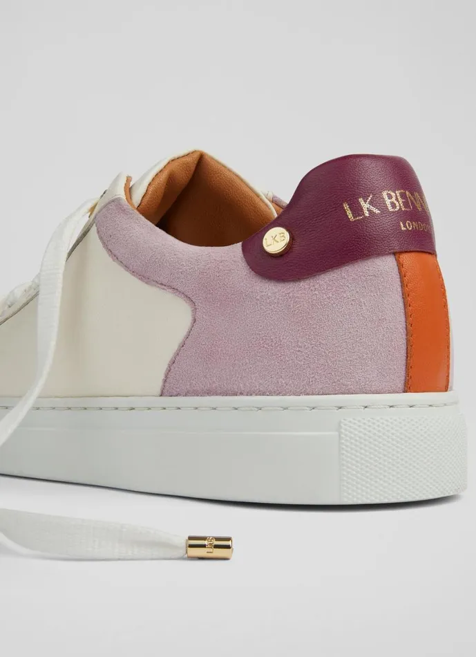 LKBennett Flats Women Signature Cream Pink And Orange Leather Trainers LKBennett Flats Women Signature Cream Pink And Orange Leather Trainers