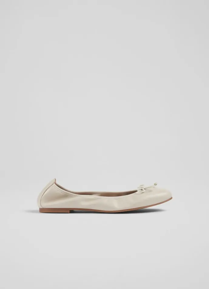 LKBennett Flats Women Trilly Cream Leather Ballet Pumps