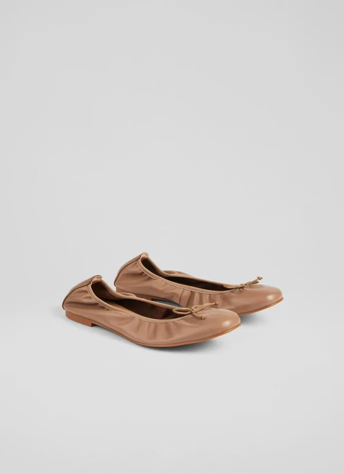 LKBennett Flats Women Trilly Nude 3 Leather Ballet Pumps LKBennett Flats Women Trilly Nude 3 Leather Ballet Pumps