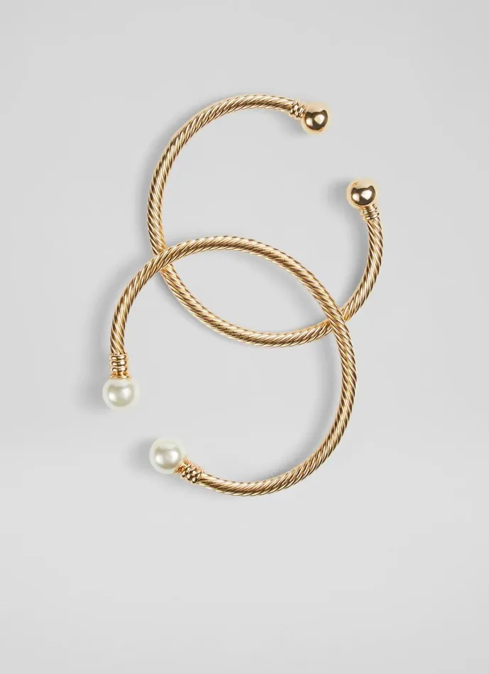 LKBennett Jewellery Women Harper Gold and Pearl Bangles
