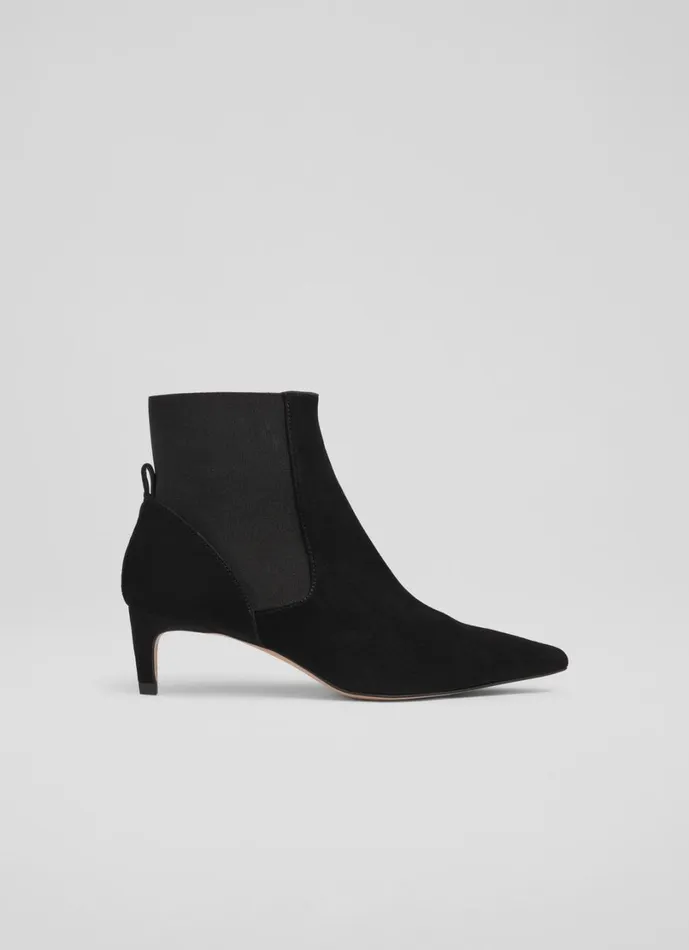 LKBennett Kitten Heels Women Adya Black Kitten Heel Elastic Gusset Boot