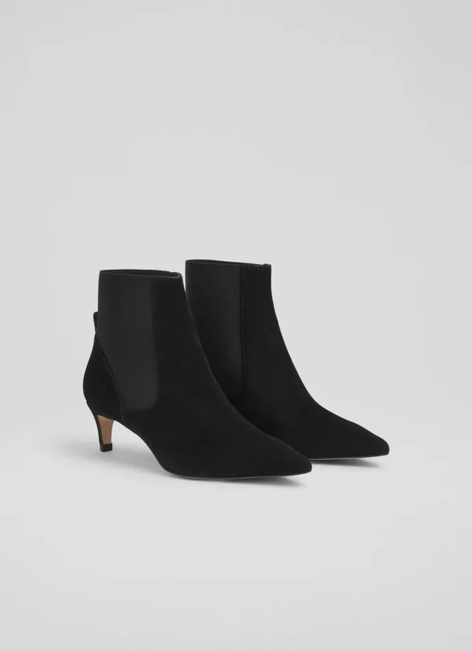 LKBennett Kitten Heels Women Adya Black Kitten Heel Elastic Gusset Boot