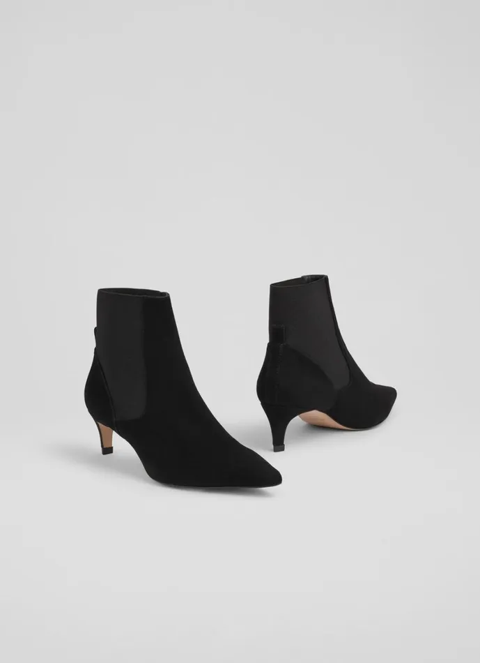 LKBennett Kitten Heels Women Adya Black Kitten Heel Elastic Gusset Boot