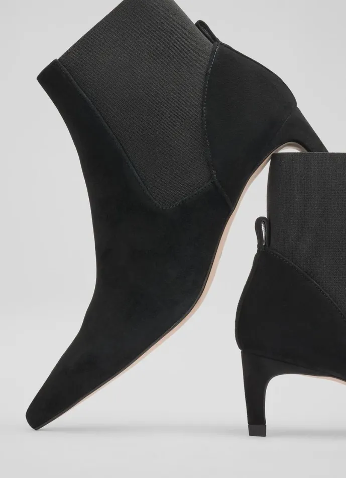 LKBennett Kitten Heels Women Adya Black Kitten Heel Elastic Gusset Boot