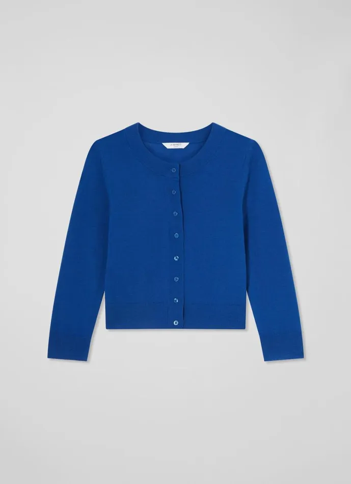 LKBennett Knitwear Women Connie Mazarine Blue Cardigan LKBennett Knitwear Women Connie Mazarine Blue Cardigan