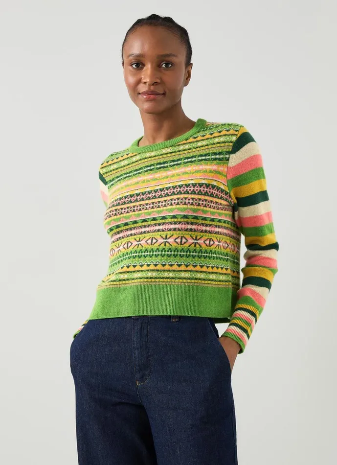 LKBennett Knitwear Women Josephine Green Multi Stripe Sweater