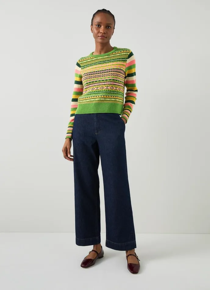LKBennett Knitwear Women Josephine Green Multi Stripe Sweater