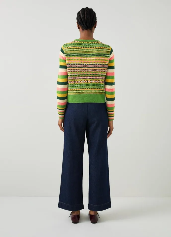 LKBennett Knitwear Women Josephine Green Multi Stripe Sweater