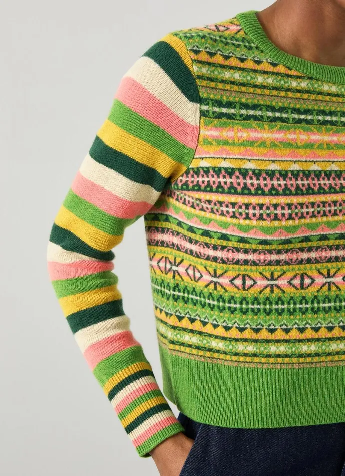 LKBennett Knitwear Women Josephine Green Multi Stripe Sweater