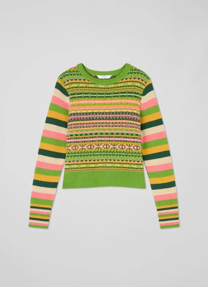 LKBennett Knitwear Women Josephine Green Multi Stripe Sweater