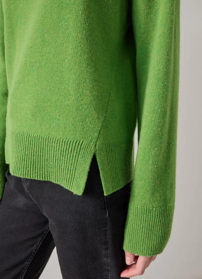 LKBennett Knitwear Women Zoe Bright Green Split Detail Boxy Knit Jumper
