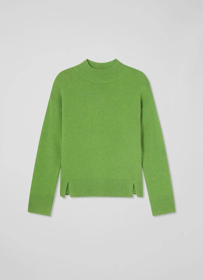 LKBennett Knitwear Women Zoe Bright Green Split Detail Boxy Knit Jumper