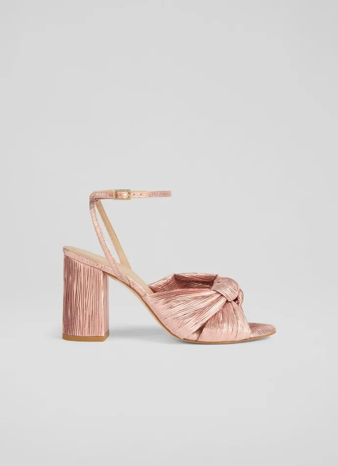 LKBennett Sandals Women Eliana Pink Crinkle Satin Sandals