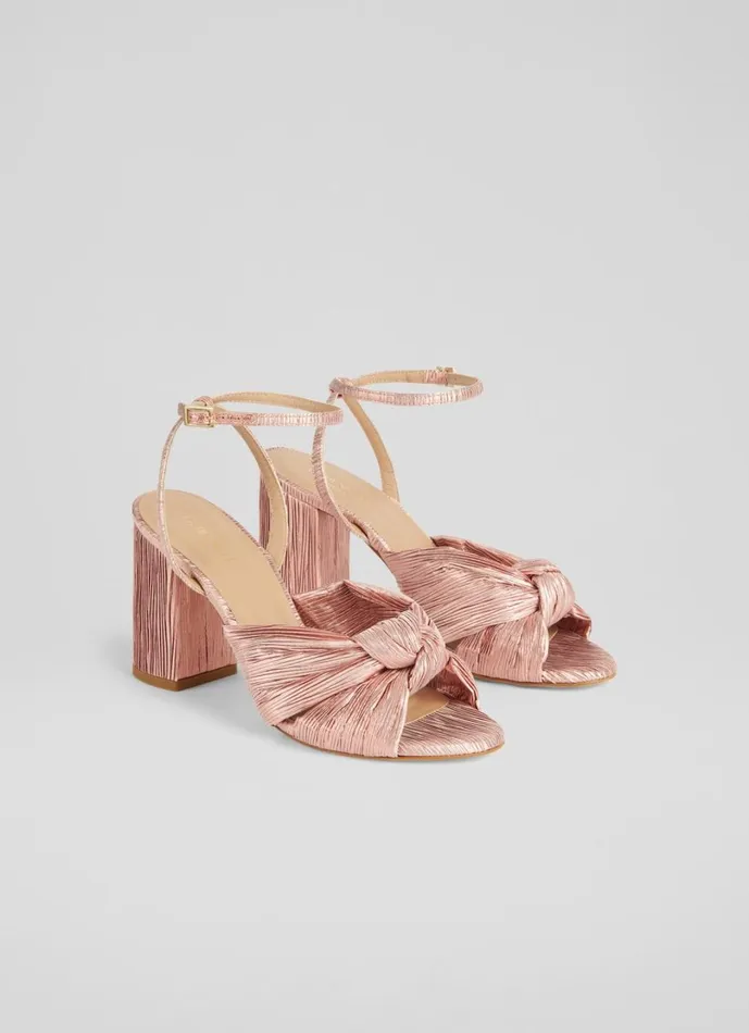 LKBennett Sandals Women Eliana Pink Crinkle Satin Sandals