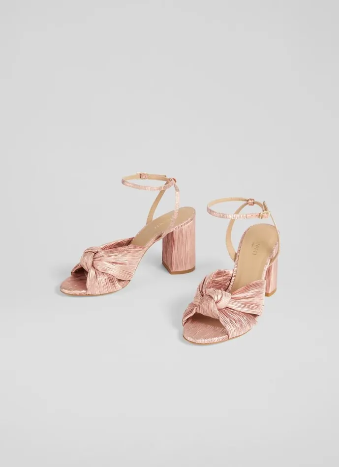 LKBennett Sandals Women Eliana Pink Crinkle Satin Sandals